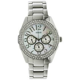 GUESS&reg; #U12510L1 Women's Crystal Silver Zippy Watch