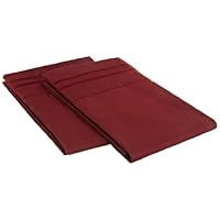 Lamma Loe's Silky Soft Luxurious Supreme Microfiber Embroidered Pillow Cases, Fits California King, Burgundy Red, Set of 2