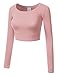 Doublju Womens Classic Long Sleeve Crop top