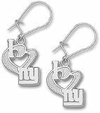 New York Giants 1/2" "I Heart ny" Dangle Earrings - Sterling Silver Jewelry