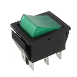 Green Button On Off Two Position 6 Pins Indicator Light DPDT Rocker Switch