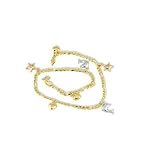 14k Yellow White Rose Gold Dolphin Heart Star Anklet