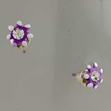 Purple Flower April Birthstone Earrings Stud