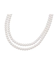 Double Strand "A" Grade Akoya Pearl Necklace with 14k Gold Clasp