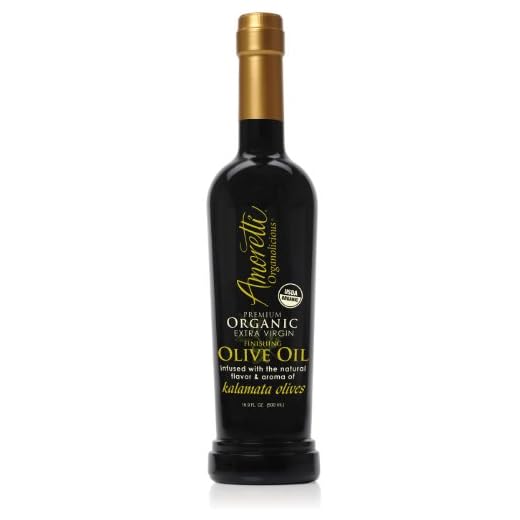 Amoretti Premium Organic Extra Virgin finishing Olive Oil Infused with the Natural Flavor & Aroma of Kalamata Olives - 500ml Bottle