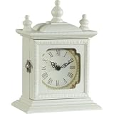 Antique Vintage Style White Wood Carriage Mantel Clock