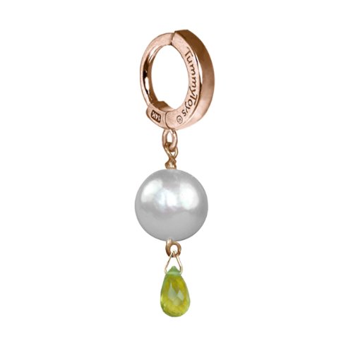 TUMMYTOYS BELLY NAVEL RING 14K GOLD COIN PEARL PERIDOT. Each TummyToys belly button navel ring is easy to use and beautiful to wear. This dangle navel jewelry is patented to work better than any belly bars with no little balls to lose and they are sexy to wear.
