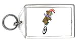 Keychain with circus, trick, unicycle, bear, animal, riding, balance