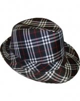 Outer Rebel Fashion Fedora Hat- Black, Red & White Tartan Plaid
