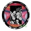 Hawaiian Steering Wheel Cover and Shoulder Pad - Charcoal Black Hawaii Hibiscus Floral Print