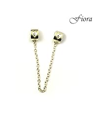 14kgp Heart Safety Chain Bead-Fiora Charms Italy