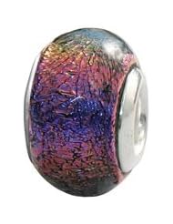 Sterling Silver Dichroic Purple Zable Bead Charm BZ1313