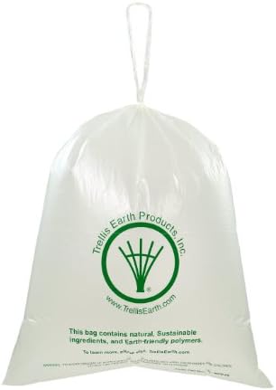 Trellis Earth WFB-09 BioPlastic Trash Liner with Drawtape, 33-Gallon Capacity, 32-1/2" Length x 39-1/2" Width x 1.18 mil Thick (10 Packs of 25)