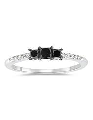 1/2 (0.46-0.55) Cts Black & White Diamond Ring in 10K White Gold