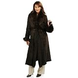 Cedric's Luxe Collection Modern Fox Fur Trim Mink Fur Full-Length Coat