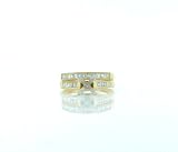 0.75ct tw Natural Round and Princess Cut Diamond (VS1-VS2-GH) Semi mount ring with matching Band set in 14k yellow gold.