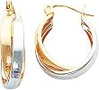 14K Two Tone Gold Double Hoop Earrings Jewelry New |A