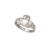 14k White Claddagh Mens Ring - Size 10.0