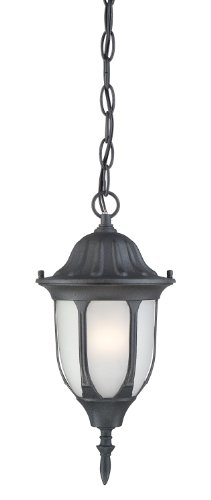Westinghouse Lighting 6682100 One-Light Exterior Pendant, Textured Black Finish on Cast Aluminum with Frosted Glass Panels