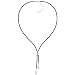 Lavender Cultured Pearl Leather Lariat Necklace w. Heart Shaped Silver Slider