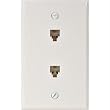 Steren Dual 4-Conductor Smooth Finish Flush Wall Plates-White