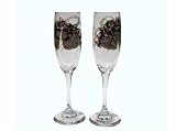 ArtisanStreet's Champagne Toasting Flutes for Bride & Groom. Hand Painted Glass Wedding Bells. Made to Order. Signed by Artisan