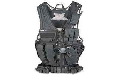 GMG TACTICAL VEST W/HOLSTER BLK-- by Global Military Gear