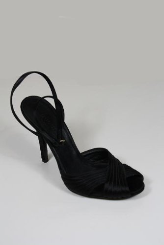 Gucci Shoes Black Leather and Satin 190730 Size 5.5 and 6