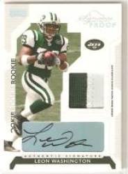 2006 Playoff NFL Playoffs Jersey Signature Proofs Silver #99 Leon Washington RC / 49 - New York Jets (Rookie Parallel Card - Piece of Authentic Jersey - Autographed - Serial #'d to 49) (Football Cards)