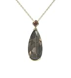 14k Yellow Gold Madeira Citrine and Smoky Quartz Pendant, 18