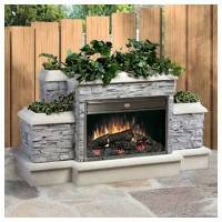 ElectraFlame Rockport 26in Outdoor Electric Fireplace Package with Audio Jack and Mounted Speakers -