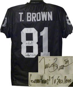 Tim Brown Signed Oakland Raiders Jersey - Commitment to Excellence