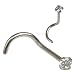 Solid 14KT White Gold 2mm Cubic Zirconia SOLITAIRE Nose Ring