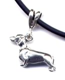 16' Black Dachsund Necklace Sterling Silver Jewelry