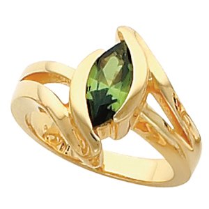 14K White or Yellow Gold Peridot Ring -- OTHER GEMS AVAILABLE
