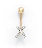 14K CZ 'X' Belly Ring ES-1931