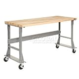48 X 30 Maple Square Edge Mobile Bench-Fixed Height - 1 3/4" Top