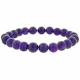 Genuine Amethyst Stone 8mm Bead Beaded Stretch Bracelet