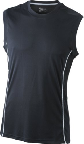 James & Nicholson Herren Running Reflex Tank, black/white, L, JN423 blwh Preisvergleich