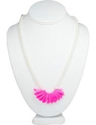 Flapper Girl Doll Shoe Necklace in White/Pink