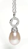 Diamond and Pink Pearl Pendant Necklace, 18K White Gold, 18 Chain (T.w 0.25)