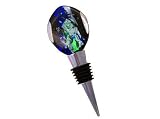 ArtisanStreet's Blue Canyon - Dichroic Fused Glass Art Bottle Stopper With Wood Stand. Use for 750 ml or 1 L Wine or Liquor Bottles, Oil & Vinegar, Cooking Wine or Perfume Bottles. One of a Kind.