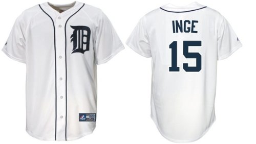 Inge #15 Detroit Tigers Majestic Replica Home Jersey - Small