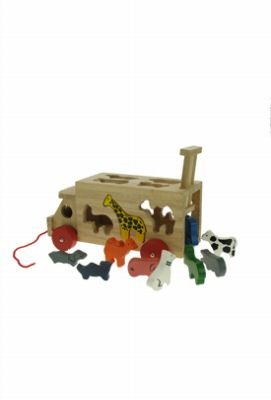 Childrens Toyshop  Toys : Pull Along Animal Shape Sorter - Includes 10 Animal Shapes Ages 3+ - Wooden Toy
