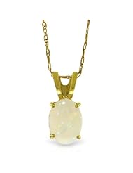 14K Gold Oval-shaped Natural Opal Pendant Necklace