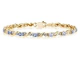 10k Yellow Gold Diamond and Tanzanite Bracelet