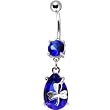 Blue Cubic Zirconia Teardrop Shamrock Belly Ring