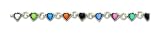 Sterling Silver 10 inch Multicolor Cats Eye Heart Anklet - 10 inch
