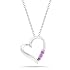 18" Sterling Silver 3-Stone Pink Sapphire Heart Pendant $39.99
