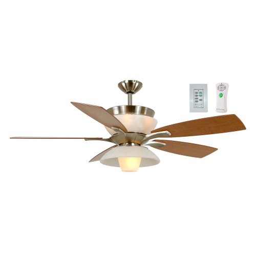 Ellington ENC54BC5CR Enclave 54-Inch Five-Blade Ceiling Fan with Remote and Wall Control, Brushed Chrome with Frost Glass Uplight